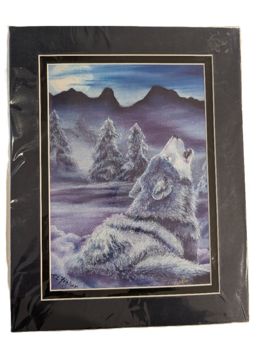 NWT Fisher Artworks Signed Print. Full Moon Howl